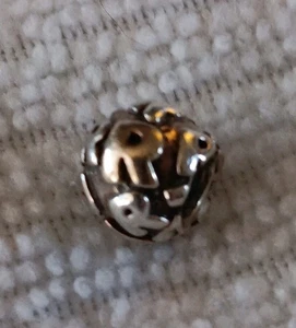 Sterling Silver & 14K Gold PANDORA ALE Initial "R" Letter Bracelet Charm Bead 3g - Picture 1 of 4