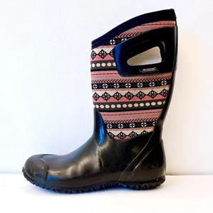 BOGS Neo Girls Size 5 Pink Floral Rubber Pull On Waterproof Snow Rain Boot - Picture 1 of 7