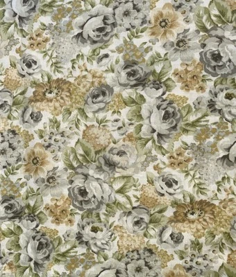 "Clásico algodón 2001 gris y dorado estampado floral 4 yardas X 45""" Foto 1 de 4