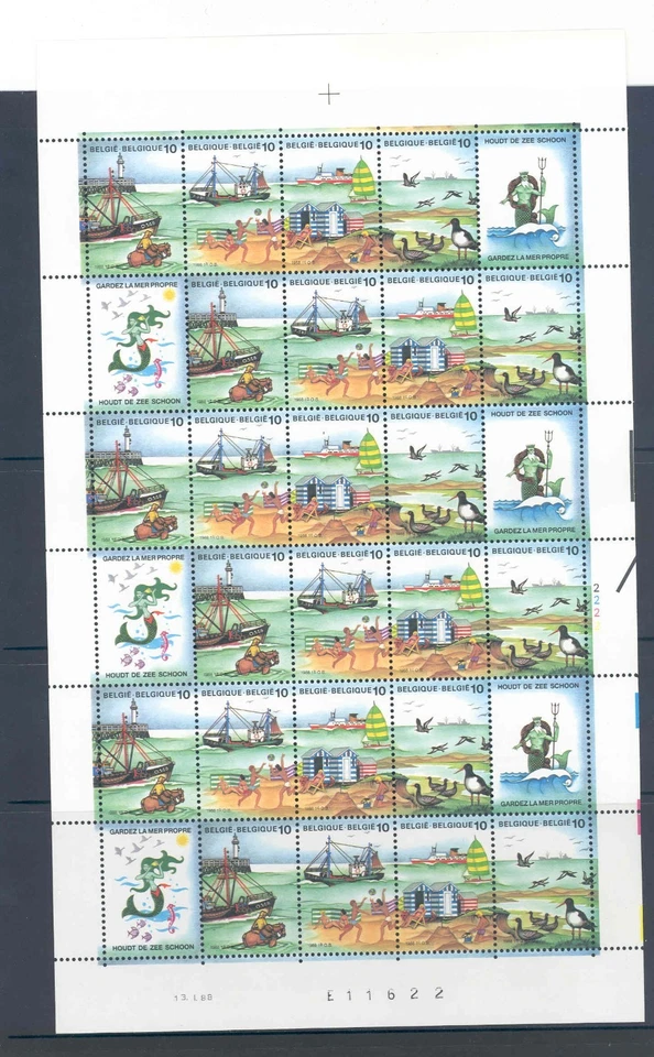 Belgium 1988 The Sea complete sheet plate 2 MNH - Image 1 of 1