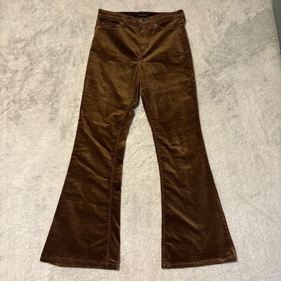 Pantalones Banana Republic de tiro alto acampanados de terciopelo marrón chocolate para mujer 29S Petite Foto 1 de 4