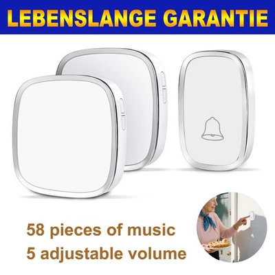 DAYPLUS Funkklingel 300m Reichweite Türklingel Funk Set Klingel Haustür Plug-in IP44