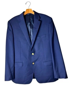Lauren Ralph Lauren Blazer Men 42 R Blue Wool Blend Gold Button Single Breasted - Picture 1 of 12