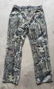 Mossy Oak Double Knee Camo Denim Jeans Mens 34x34 Breakup Infinity Hunting - Picture 1 of 3
