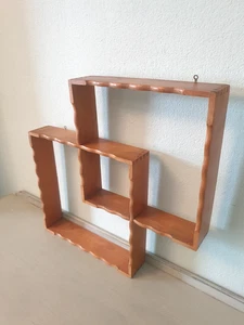 Vintage Mid Century Wooden Wot Not Wall Shelf Display Unit Retro Curios Trinkets - Picture 1 of 11