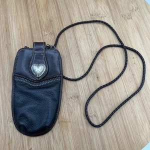Vintage Brighton Leather Cell Phone/credit card Crossbody black and brown - Picture 1 of 7