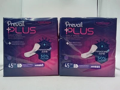 Prevail Plus Long Length Bladder Control Pads90-Count (2x45) SHIPS FREE - Image 1 of 4