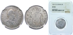 Spain 1811 C CI 2 Reales Silver 812 NGC XF 45 - Picture 1 of 1