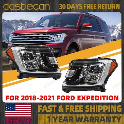 Pair Left & Right Side Halogen Headlight Assembly For Ford Expedition 2018-2021 - Image 1 of 4