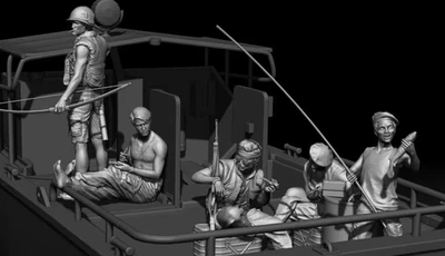1/35 Scale Vietnam War River Patrol Crew Resin Model Kit – 6 Figures and Animals - Image 1 of 4