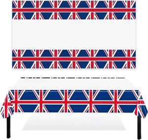 Union Jack Tablecloth Plastic British Flag Table Cover 130x220cm UK Party - New - Picture 1 of 5