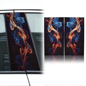 2x Yellow Blue Car Door Center Window B-Pillar Panel Cover Sticker 10*20inch - Picture 1 of 11