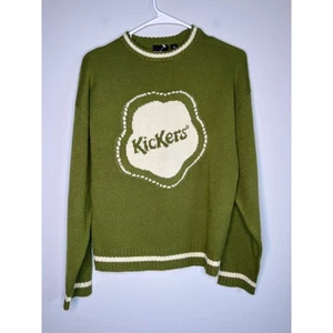 Nuevo sin etiquetas Suéter Jersey Kickers Classics Avacado Verde Ejército Crema Cuadrado XS - Imagen 1 de 4