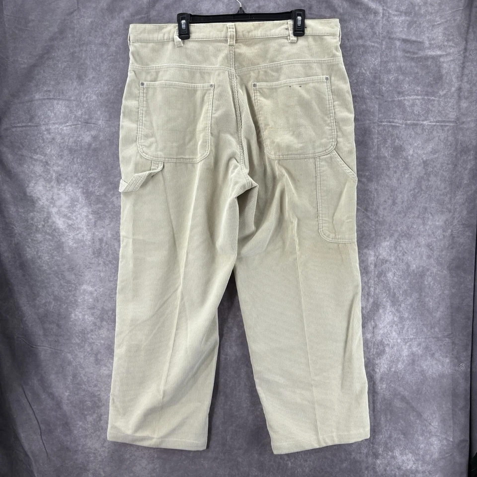Vintage Nautica Carpenter Pants Mens 38x30 Cream Corduroy Y2K Wide Leg 90s - Image 1 of 4