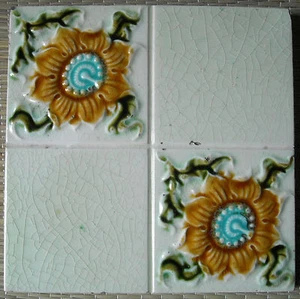 ENGLAND - VIKTORIANISCHE MAJOLIKA FLIESE UM 1900 - Bild 1 von 1