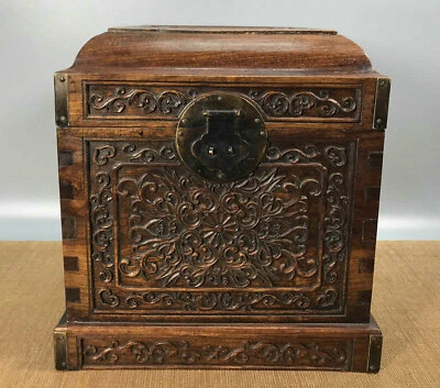 11.2'' Chinese Antique Wood Box natural Old Rosewood Box Jewelry Box - Image 1 of 4