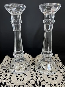 Fitz And Floyd Stanford Set Of 2 Glass Candle Holders 9 Inch Used in Box - Picture 1 of 6