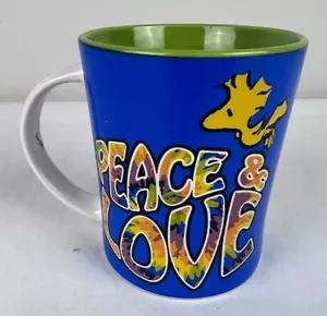 Gibson Peanuts Woodstock Peace and Love 15 oz Ceramic Coffee Mug Cup Large Blue - Picture 1 of 5