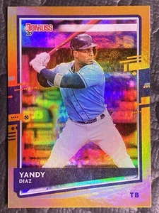 2020 Panini Donruss Baseball Orange Holo #190 Yandy Diaz Tampa Bay Rays MLB Card - Picture 1 of 2