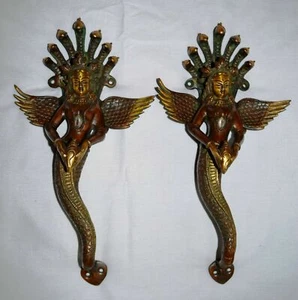 Beautiful Naga Lady Shape Brass Door Handle Fiah Tail Restaurant Decor RJ31 - Picture 1 of 4