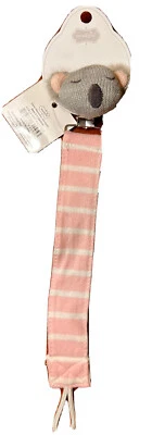 New Mud Pie Cat Knit Pink Stripe Pacifier Pacy Clip Baby Newborn - 18 Month NWT - Image 1 of 4