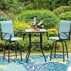 3 Pieces Bar Height Patio Dining Set Outdoor Table Swivel Bar Stools