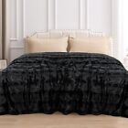 Faux Fur Luxury Throw Blanket,Double Side Soft Fluffy X-Large Twin size Black