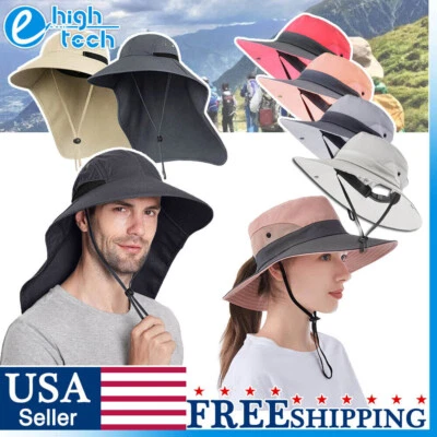 Hombres Mujeres Cubo Boonie Sombrero Solapa Gorra Ala Ancha Pesca Exterior Sol Protección UV Foto 1 de 4