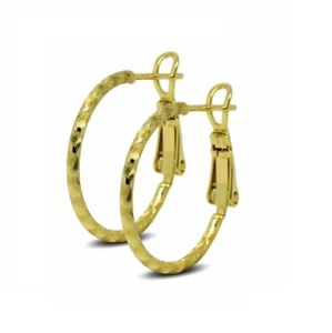9ct Gold Filled Womens Textured Hoop Earrings 9K 20mm - Picture 1 of 3