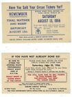Two 1956-1915 Long Beach Ca & Klamath Falls Or Ux38 Postal Cards, Circus Tickets