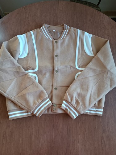 OFF WHITE Giacca donna beige bianca con bottoni manica lunga senza marchio Varsity taglia XL