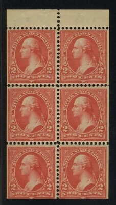 #279Bk Pane of 6 stamps Mint NH CV $1500.00  Orange Red ***RARE*** - Image 1 of 2