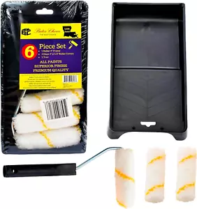 6-Piece Paint Tray Set 4-Inch Paint Roller Kit, Small Paint Roller, Paint Brush - Picture 1 of 8
