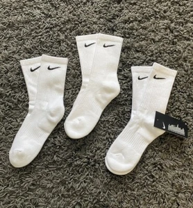 Nike Everyday White Cushioned Cotton Socks Small Junior Children Woman Kids 2-5 - Picture 1 of 5
