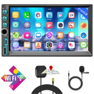 7" Double Din Android 13 Car Stereo Apple CarPlay GPS WiFi Play MP5 Radio 4+64GB - Picture 1 of 14