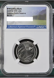 2020 W Tallgrass Prairie KS Quarter 25c NGC MS 67 Privy Mark V75 - Picture 1 of 2