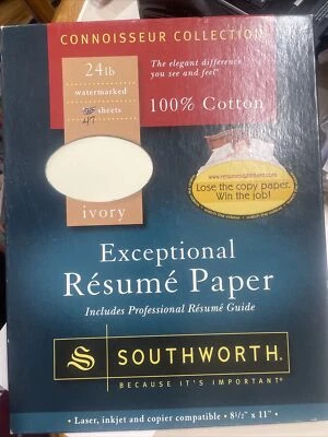 Southworth (47) Connoisseur Resume Paper Ivory Cotton 8.5x11 24lb Used Vintage - Image 1 of 4