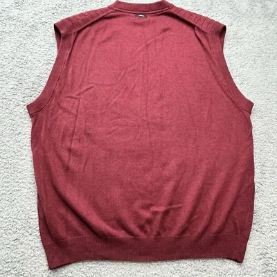 Chaleco Suéter Nautica Para Hombres 2XLT Tejido con Cable Borgoña Algodón Cuello en V 2XL Alto Foto 1 de 4