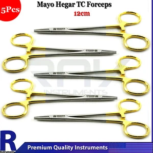5Pcs Dental Mayo Hegar Needle Holder TC Surgical Forceps Tungsten Carbide Suture - Picture 1 of 4