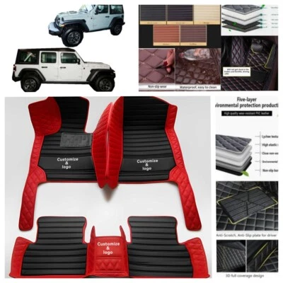 New Liners For Jeep Wrangler 2 Door 4 Door JK 1999-2024 Car Floor Mats Leather Foto 1 de 4