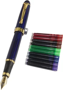 Gullor Jinhao 450 Normalfeder Füllfederhalter dunkelblau mit 5 Farbtintenpatronen - Bild 1 von 12