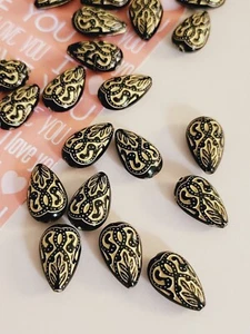 20 x Schwarze Ornament Tropfen Acrylperlen Basteln/Schmuckherstellung Beads Deko - Bild 1 von 1