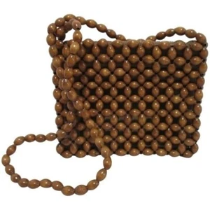 *Retro Italian Lacquered Cognac Beads Shoulder Bag - Picture 1 of 8