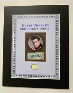 ELVIS PRESLEY PERSONALLY OWNED AND USED BED SHEET PIECE MONTAGE & FREE GIFTS - Imagen 1 de 1