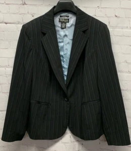 Style&Co. 16W Plus Blazer Jacket Suit Separate Black Pinstripe Women - Picture 1 of 6
