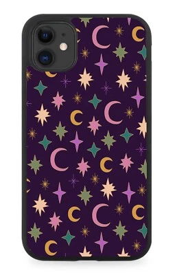 Magical Witches Moons Pattern Rubber Phone Case Moon Shape Shapes Stars CD10 - Image 1 of 2