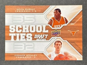 ๐ 2009-10 Upper Deck Draft Edition KEVIN DURANT/Connor Atchley SCHOOL TIES ๐ - Picture 1 of 3