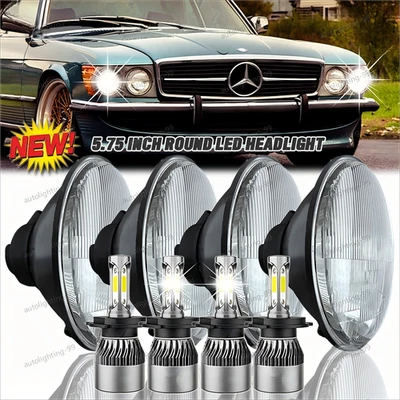 Faros LED redondos de haz alto/bajo Fit Mercedes-Benz 380SL 450SL 560SL 4 piezas 5,75" Foto 1 de 4