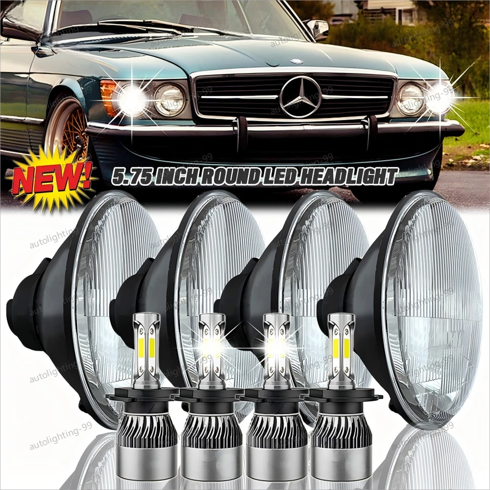 Faros LED redondos de haz alto/bajo Fit Mercedes-Benz 380SL 450SL 560SL 4 piezas 5,75" Foto 1 de 4