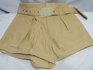 Camila Coelho Alan Ledershorts in hellbraun Größe S 100% Leder mit Gürtel - Bild 1 von 6